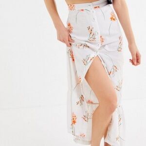 Urban Outfitters White Floral High-Low Skirt
